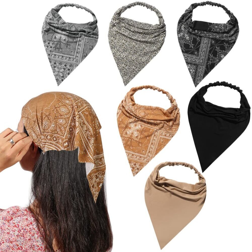 6 Pack Hair Bandanas Headband for women - Boho Scarf Headbands Paisley Elastic H